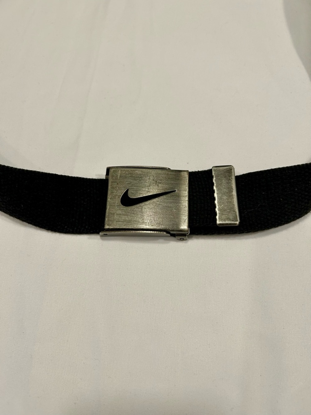 Nike Black Web Belt with Metal Swoosh Buckle